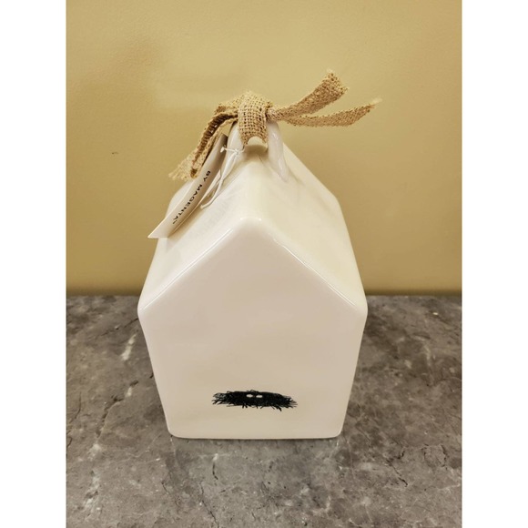 Rae Dunn Nest Embossed Ceramic Birdhouse decor 8.5" tall - Picture 4 of 7